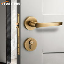 Bronze substrate lock door lock indoor house silent golden copper lock split door lock copper door handle