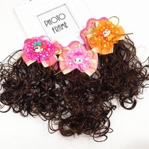 Korean version of childrens hair accessories headdress single wig hairpin fluffy curls 2 yuan shop source Yiwu small goods