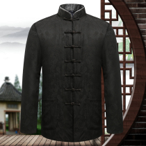 Tang suit male middle-aged and elderly father winter silk cotton clothes grandfather Xiangyun yarn cotton padded jacket Chinese style mens coat