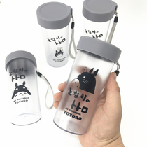 Cute frosted plastic cup Korean female creative cartoon water Cup student fresh simple couple water bottle hand Cup