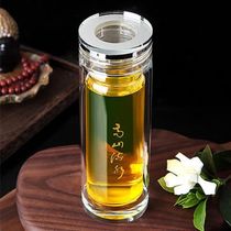 Crystal thick double-layer glass mens water cup large capacity tea cup anti-hot lady convenient office Cup