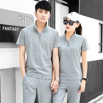 New table tennis suit set cotton mens and womens badminton suits Couples short-sleeved sportswear training game suit
