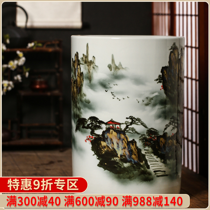 Hand - made vases quiver of jingdezhen ceramics painting and calligraphy calligraphy and painting scroll cylinder barrel landing a large sitting room home furnishing articles