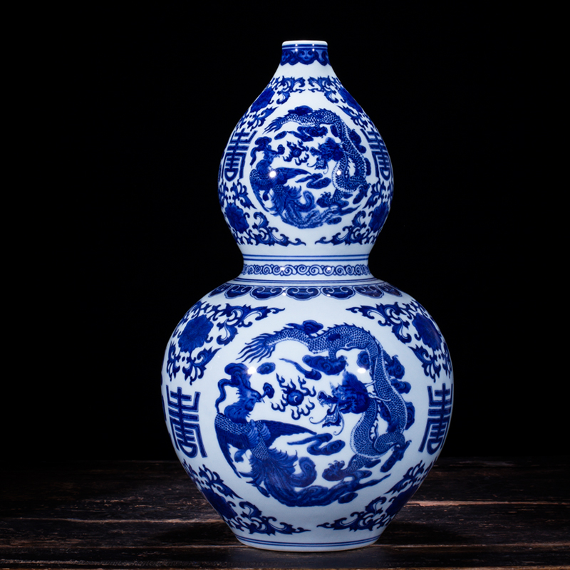 Jingdezhen ceramic vase furnishing articles archaize sitting room of Chinese style household flower arrangement of TV ark, of blue and white porcelain decorative arts and crafts