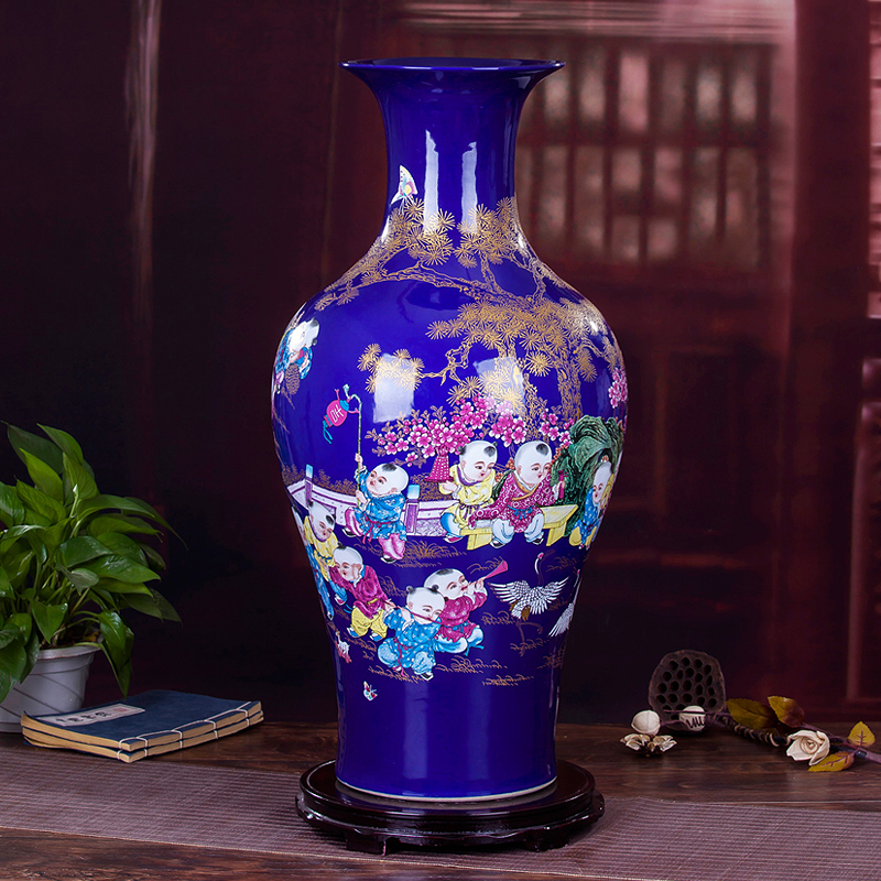 Jingdezhen ceramic flower arranging furnishing articles sitting room 376 cloisonne large vases, modern Chinese style household decoration