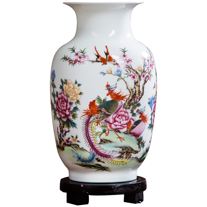 Jingdezhen ceramics glaze famille rose flower vase is placed on household decorates sitting room ark decoration arts and crafts