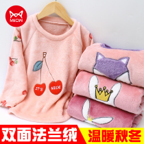 children's flannel pajamas set large children's coral fleece home clothing girls thick autumn winter girls' pajamas trendy