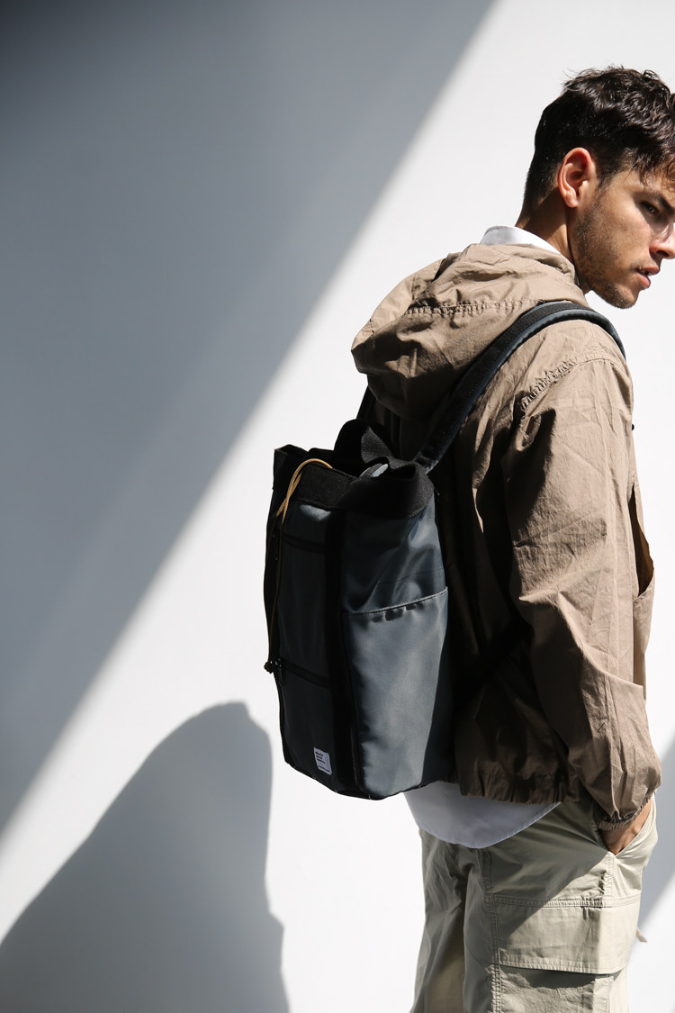 现货祖与占雨雾灰抽绳julesetjim复古双肩手提侧拉休闲