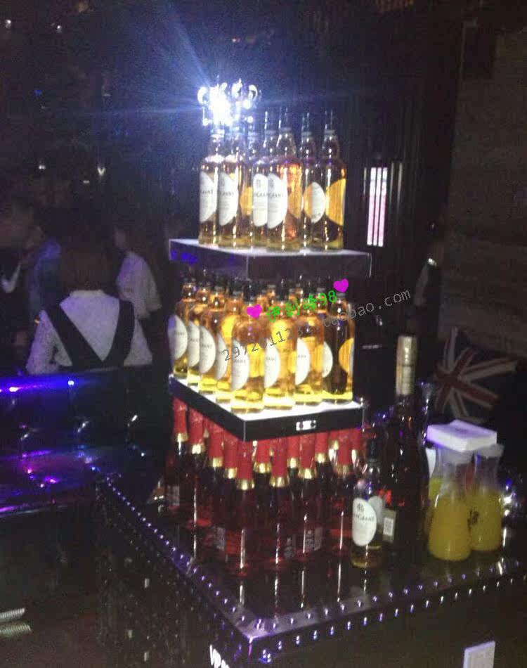 订做酒吧发光洋酒座方形香槟酒架创意发光叠层酒塔酒托可定制logo