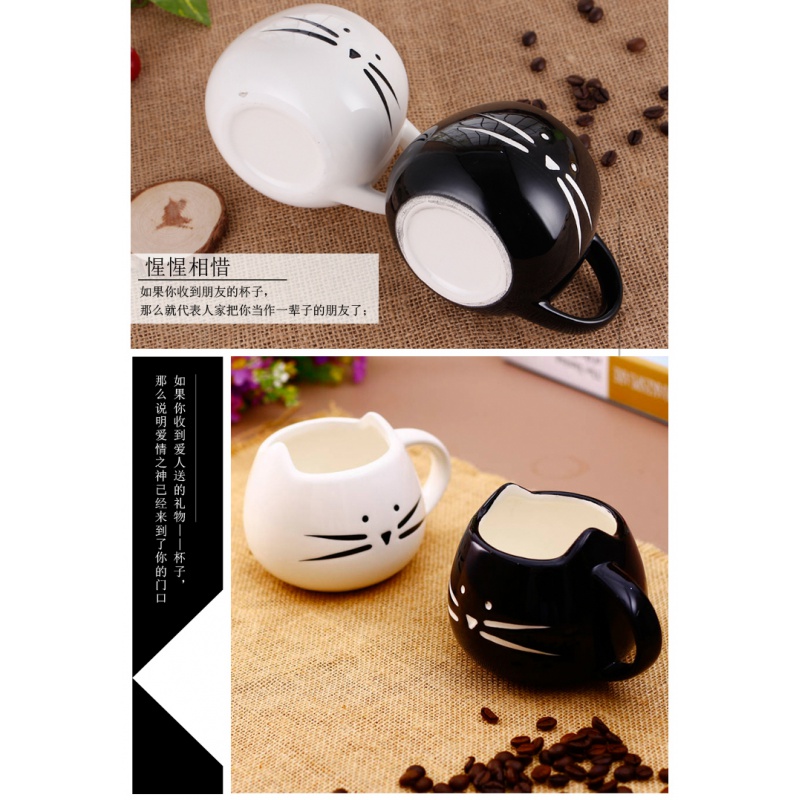 Jingdezhen ceramic, black and white cat express it in ceramic cup contracted couples mark cup for cup cat coffee cup