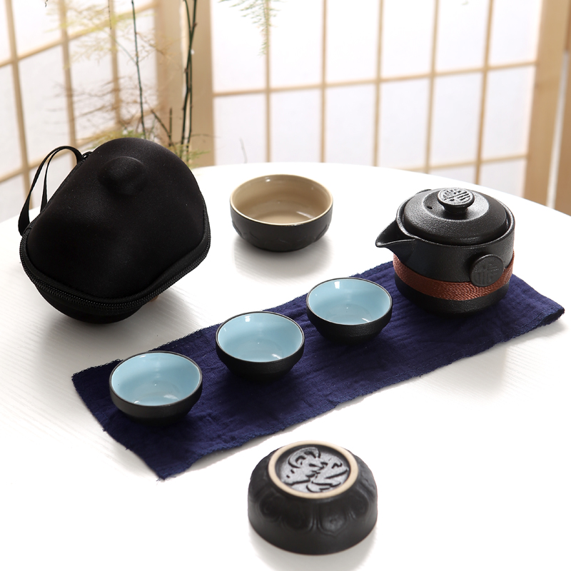 Travel RenXin ceramic kung fu tea set is suing crack cup portable bag with a 24:27 and cup pot