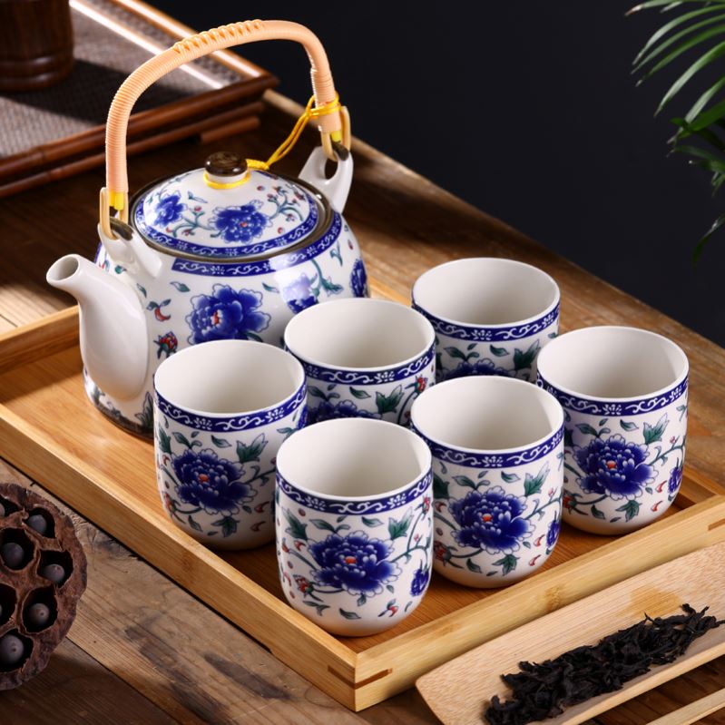 Cool large household ceramics jingdezhen tea kettle suit Chinese girder pot of cold water with a large capacity cups