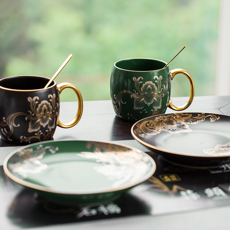 Jingdezhen flagship store of the zone of the elegant northern wind ceramic mark for cup spoon set of office coffee cup