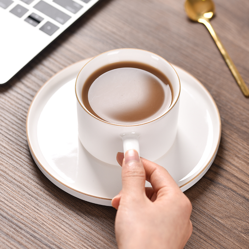 Jingdezhen flagship store checking ceramic mugs household contracted coffee cups and saucers set glass set of high - end gift box