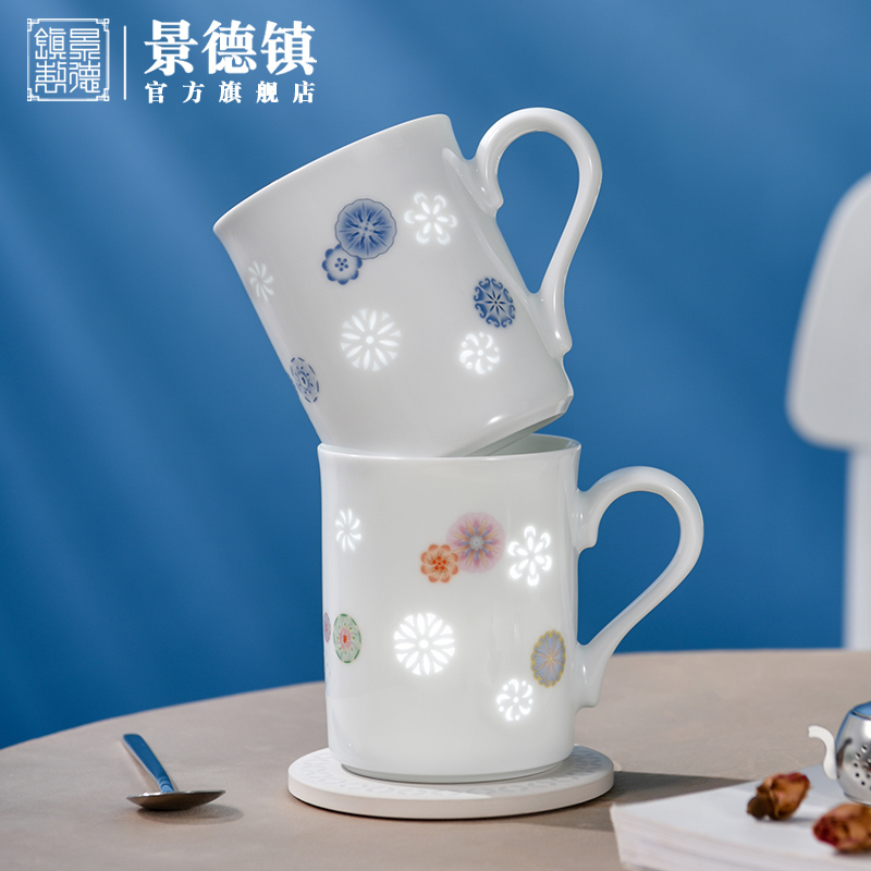 Jingdezhen ceramic porcelain enamel ball flower mugs household gifts creative office cup cup coffee cup