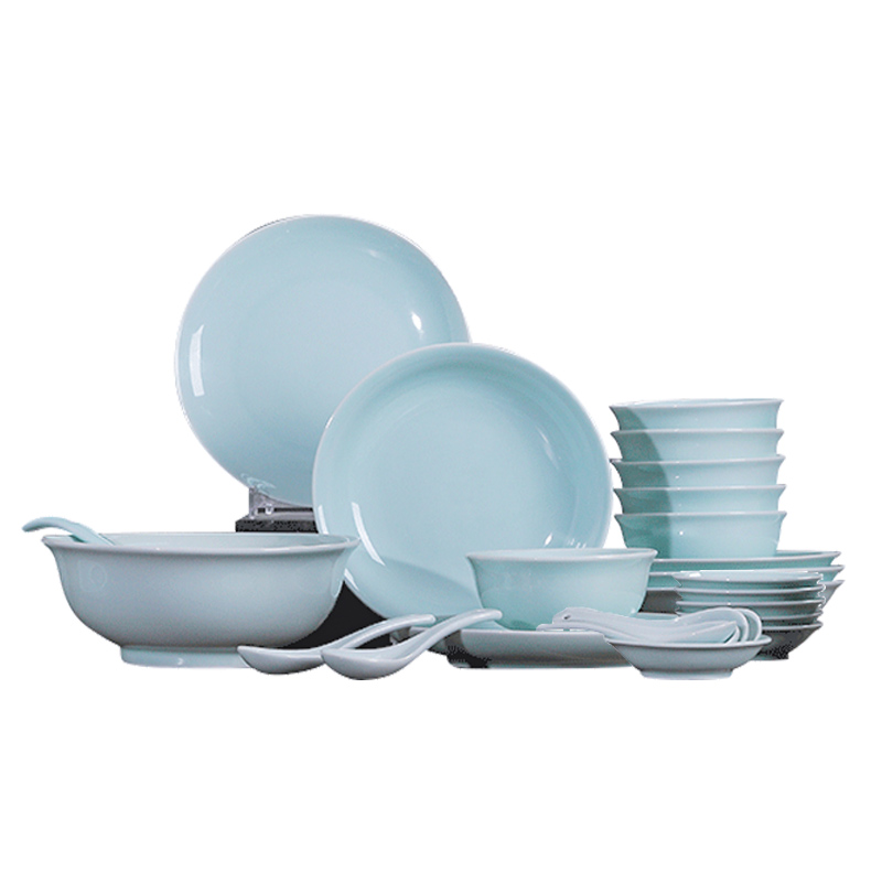 Jingdezhen flagship store shadow celadon household eat bowl dab suit gift boxes ceramic tableware high temperature porcelain gifts