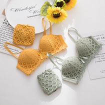 Underwear womens non-rimmed gathered lace bra suit Thin student girl small chest bra closed breast adjustment type