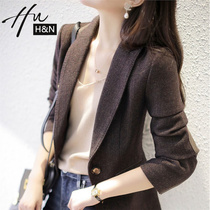 Casual Little Suit Jacket Woman Little Subtemperament Fashion 2021 New Tide Spring Autumn Herringbone Textured Suit Woman Blouse