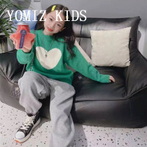 South Korean childrens clothing girl sweaters 2022 spring models of foreign air love-knit cardio-hoodie CUHK childrens parent-child Korean version blouses
