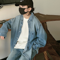 Pola Bora South Korean childrens clothing girl denim 2023 spring fit childrens shirt CUHK child Korean version blouse boy