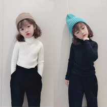 South Korean childrens clothing children with high collar sweaters 2021 Winter male and female children soft glutinous pure color needle weasel-knit
