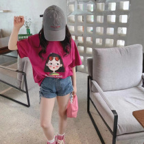 South Korea Childlike Girls Summer Short Sleeve Cartoon Little Girl T-Shirt CUHK Child Casual Blouse Fashion Tide Fan 2022