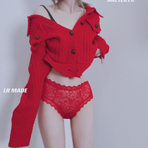 Miss C real shot self-retention high waist I want to transfer red perspective panties without trace lace sexy and peach blossom