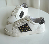 Pearl Lyu Din Small White Shoes Big Code Lady Flat Bottom PU Breathable Strap Casual Board Shoes Non-slip Soft Bottom Memory Cotton