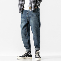 Autumn jeans mens Tide brand Korean version of the trend Joker casual trousers Japanese retro slim feet Haren pants men