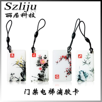 NFC access control copy card ID IC universal custom lanyard Elevator empty card community with door cartoon animation keychain