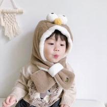 Winter baby hat ear protection girl scarf one cute baby padded warm autumn and winter children scarf boy