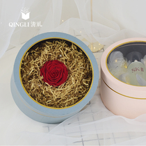 Round gift box holiday gift flower eternal flower with hand gift creative transparent window gift box empty box