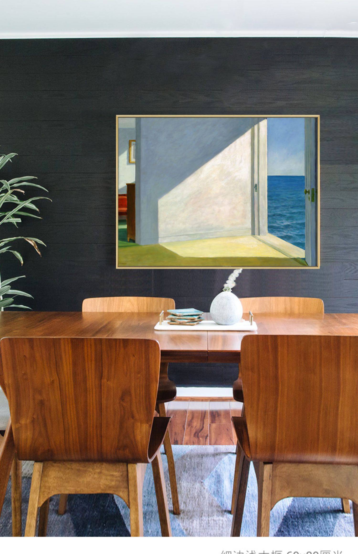 二狗姑娘 爱德华霍普海边房间 简约现代沙发背景墙客厅挂画装饰画