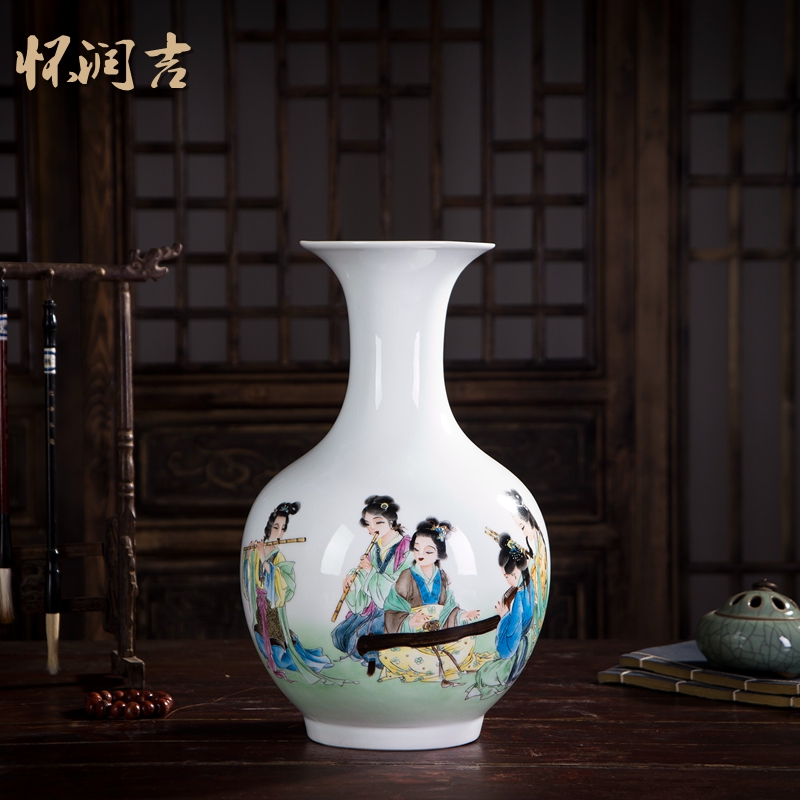 Huai embellish, jingdezhen ceramic vase hand - made painting figures whistling, jade the feixianguan classical fashion home decoration vase