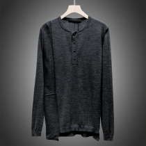 Mens West Lake Pavilion Old (JP) Autumn Single Breasted Round Neck Wool Blend Long Sleeve Knit JP779