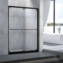 The net red very narrow border shower room is dumb and black the overall bathroom is wet and the glass door is easy to push and take a bath