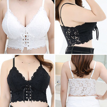 Large size drawstring sexy underwear summer fat mm beauty back gathering lace wrap chest no steel ring bra bra sling vest