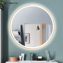 Mirror makeup mirror hanging wall with lamp bathroom mirror wall mounted with frame smart dressing table round mirror light luxury