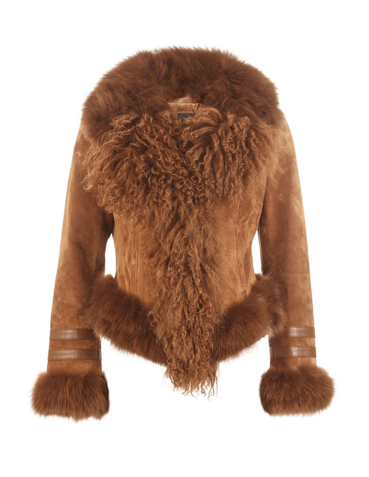 ero moda冬猪皮革绵羊皮草狐狸皮草皮衣