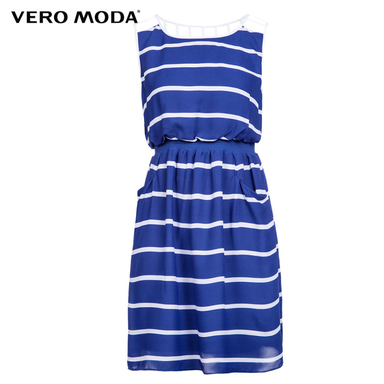 Vero Moda 撞色镂空高腰短款连衣裙|31527A055