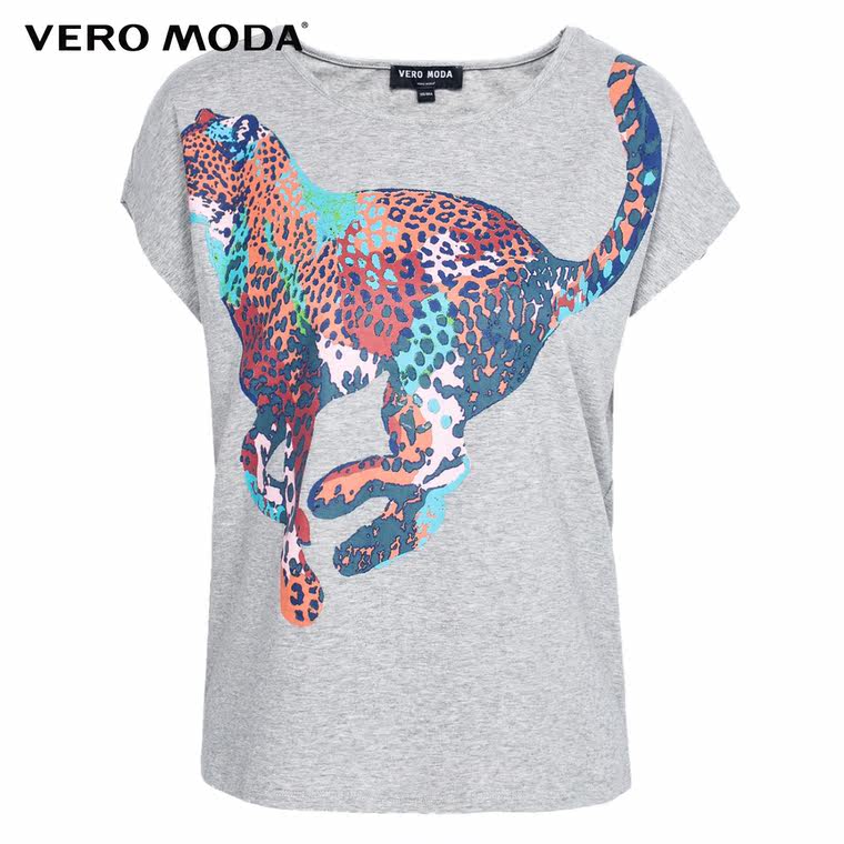 Vero Moda炫彩豹子图案蝙蝠短袖T恤|315201051