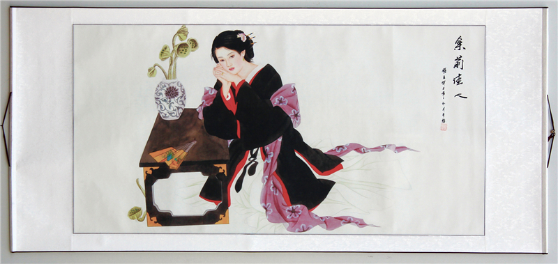 国画古典人物工笔画 贵妃出浴图裸女侍女图 美人图酒店卧室装饰画