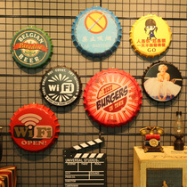 Creative beer bottle cap sofa background wall pendant iron barbecue restaurant wall decoration staircase industrial wind hanging decoration
