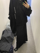 American FUZZYKON original design reverse seam craft sleeve deconstruction round neck loose sweater black card