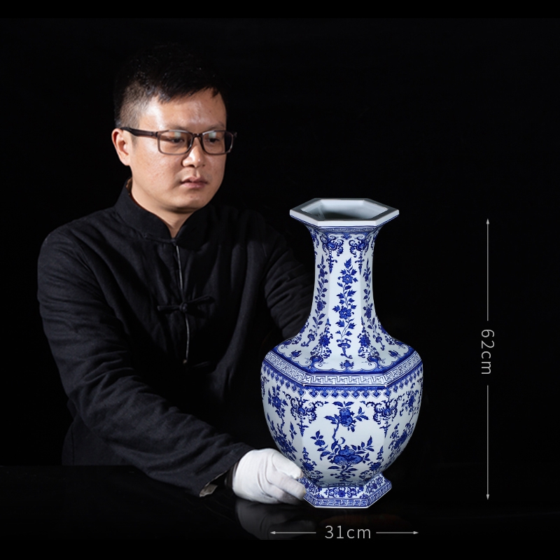 Jia lage antique porcelain of jingdezhen ceramics six - party vases, home furnishing articles ceramic sitting room of Chinese style adornment