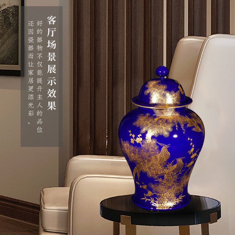 Manual ji jia lage jingdezhen ceramics general blue pot home decoration furnishing articles sitting room collection big vase