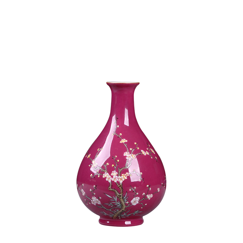 Jia lage jingdezhen ceramics archaize carmine pastel name plum flower vase okho spring home furnishing articles adornment