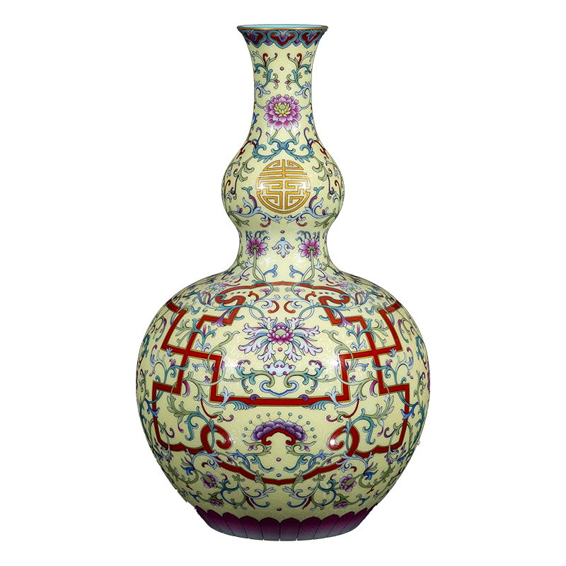 Jia lage jingdezhen hand - made porcelain YangShiQi up royal porcelain enamel Wan Shoulian gourd bottle