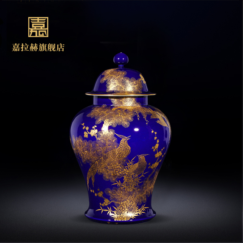 Manual ji jia lage jingdezhen ceramics general blue pot home decoration furnishing articles sitting room collection big vase