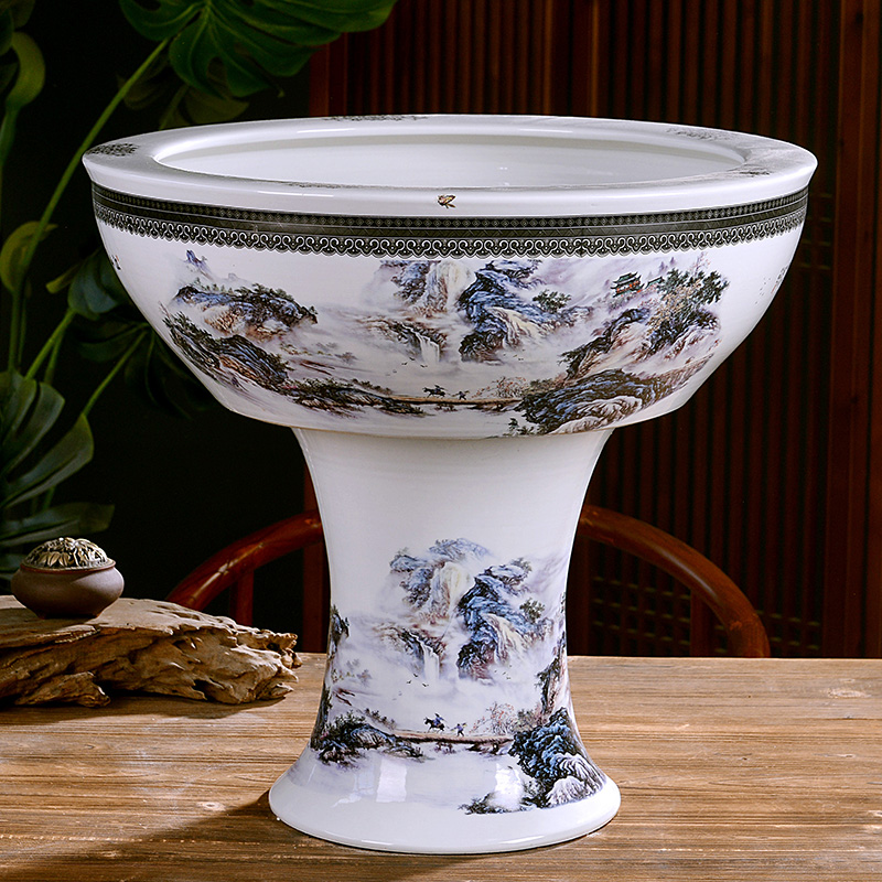 Jingdezhen ceramics large pillar landing fish tank water lily always LianHe flowerpot cylinder sitting room adornment big furnishing articles